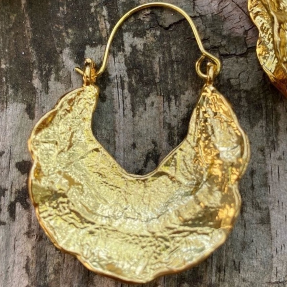 Zara Gold Crescent Hoop Earrings - Picture 6 of 11